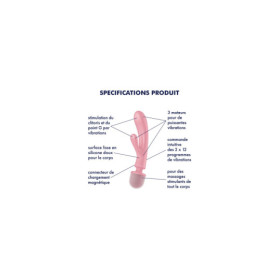 2 en 1 Vibromasseur rabbit et wand rose USB Triple Lover Satisfyer 